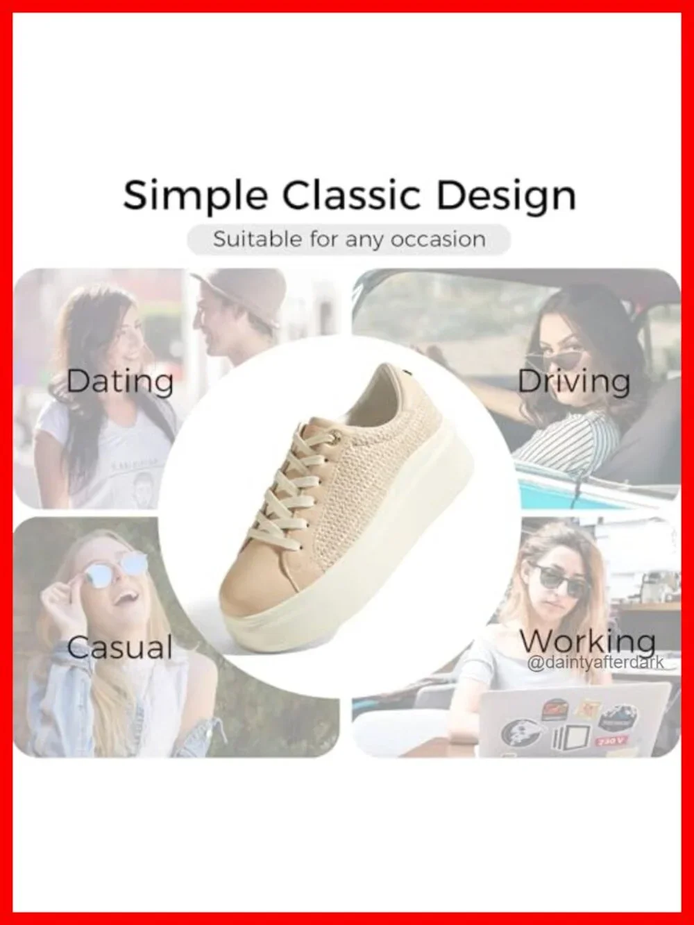 Women's Platform Fashion Sneakers Thick Sole Lace-Up 2.6